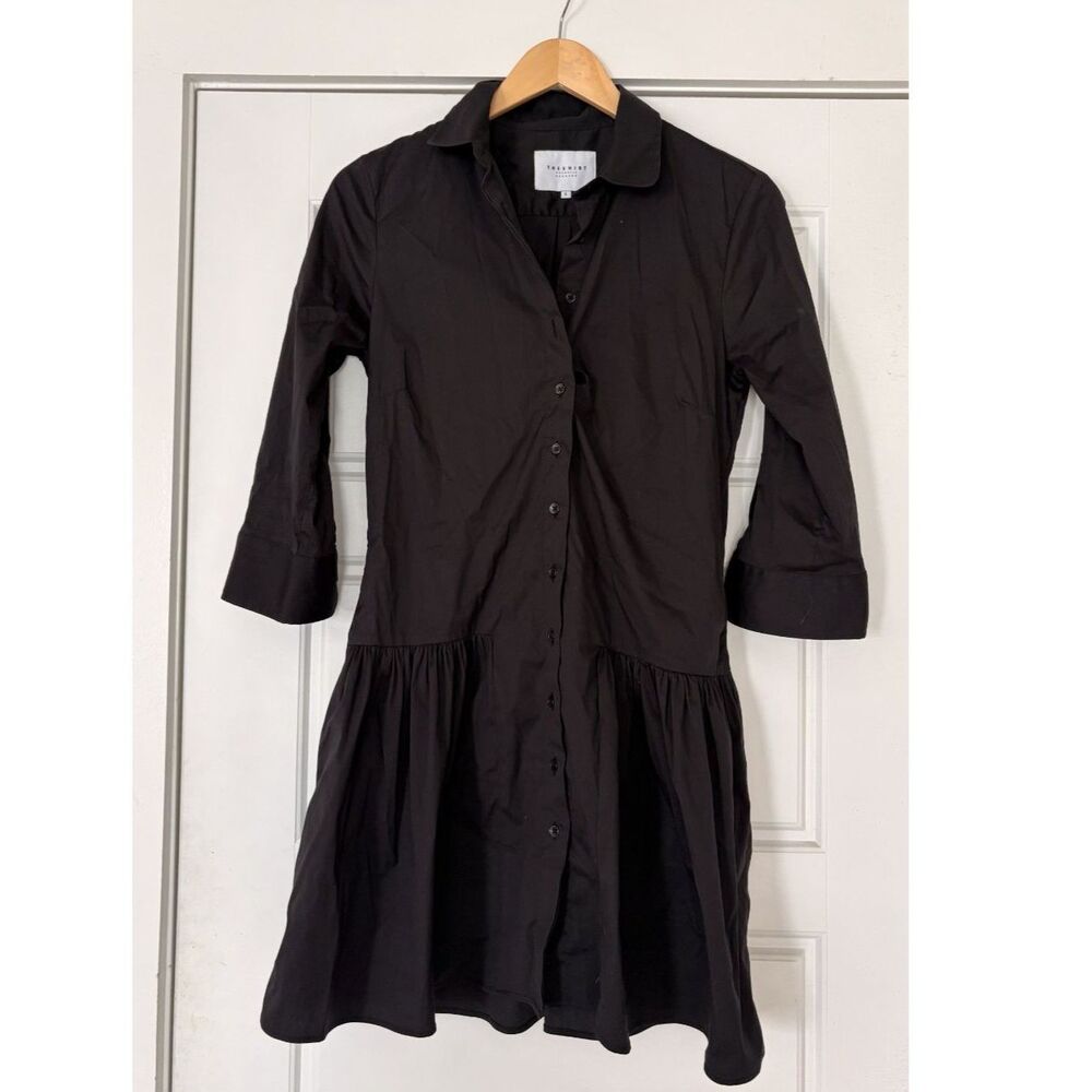 THE SHIRT by Rochelle Behrens Drop Waist Shirt Dress Black Size Small - Picture 2 of 3